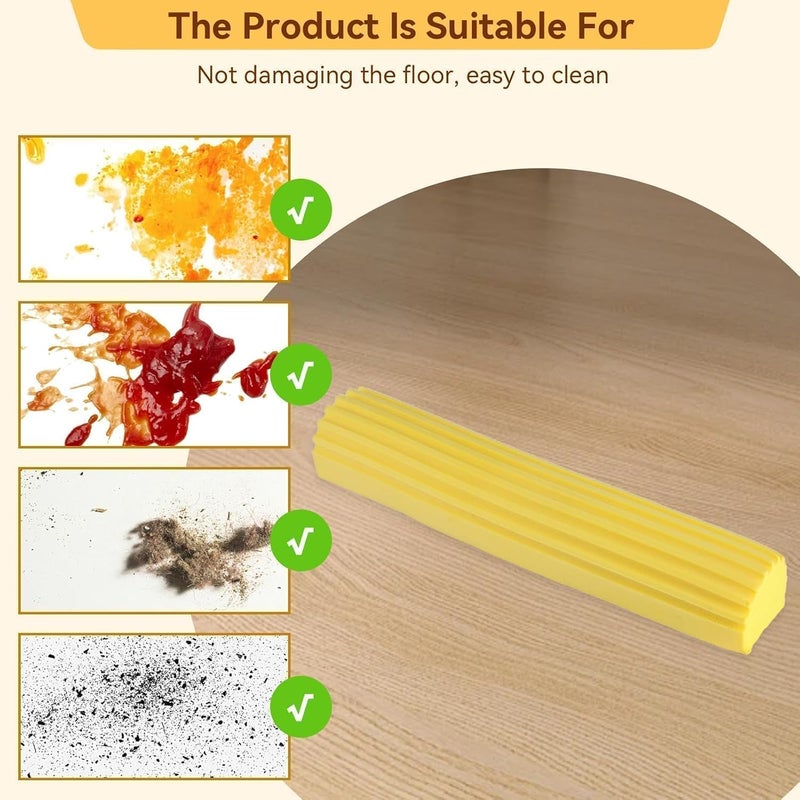Beufee Sponge Mops for Floor Cleaning, Mop Head Refills PVA Sponge Roller Replacements, Super Absorbent Roller Refill for Home Cleaning Tool, Yellow, Set of 2 （Only Head） - Image 3